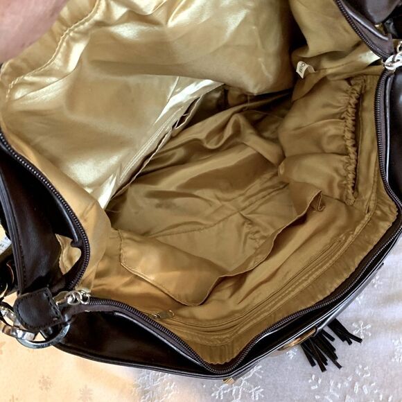 JM Convertible Handbag 3 Ways to Wear Brown Woven Vegan Leather Gorgeous - Picture 14 of 14